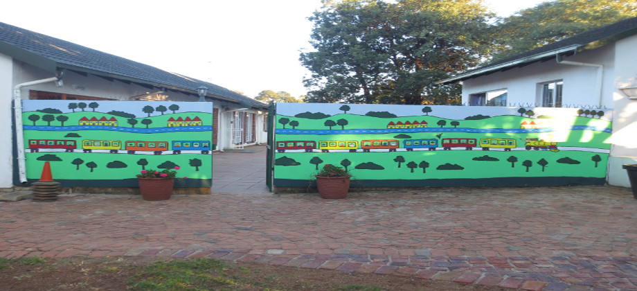 outside wall entrance to school
